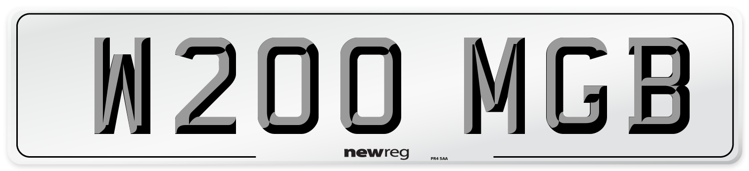 W200 MGB Number Plate from New Reg